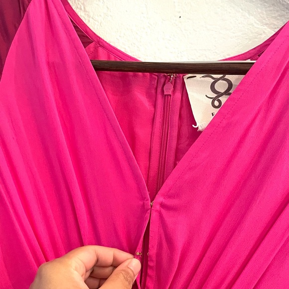 NWT Figue Silk Crepe Colorblock Gold Sequin Trim Midi Dress Bohemian Gypsy - Picture 13 of 16